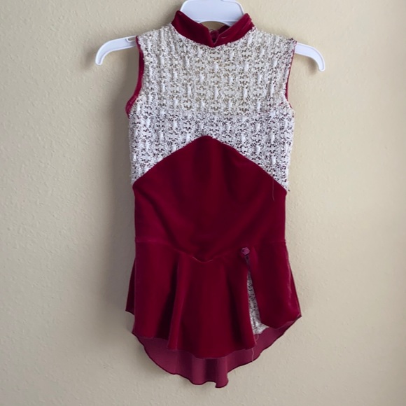 Handmade used red ice skating outfit - Picture 1 of 6